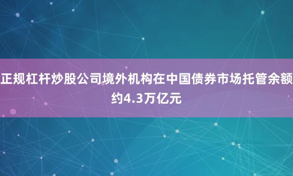 正规杠杆炒股公司境外机构在中国债券市场托管余额约4.3万亿元
